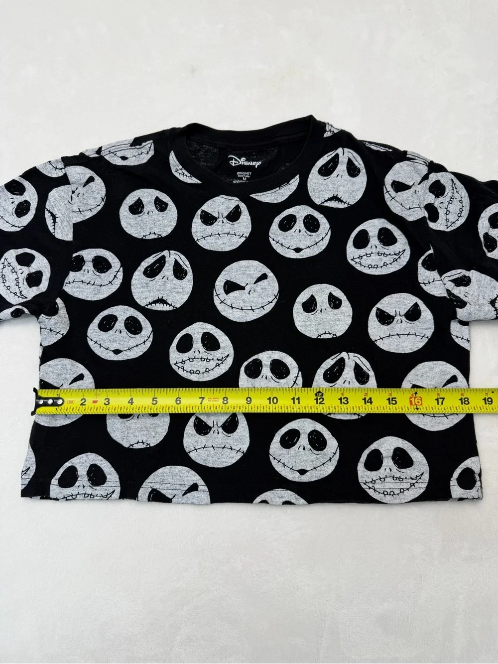 Disney Nightmare Before Christmas Jack Skellington Crop Top Shirt Size M Black